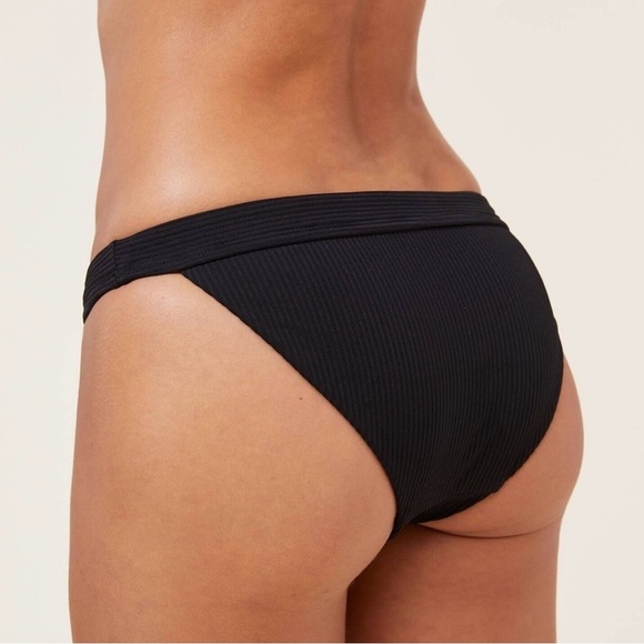 NWT Andie Swim The Banded Cheeky Rib Stretch Bikini Bottom in Black, Medium - Picture 5 of 12